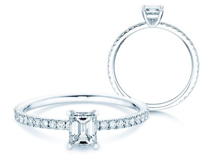 Engagement ring Elaine in 14K white gold with diamonds 0.86ct G/VS