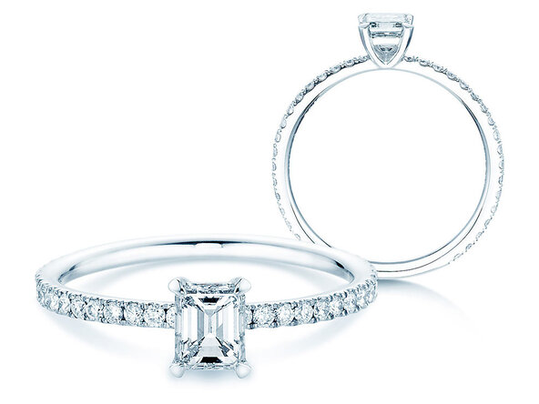 Engagement ring Elaine in 14K white gold with diamonds 0.86ct G/VS