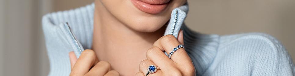 Sapphire engagement ring with diamonds