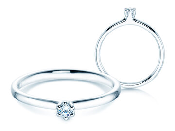 Engagement ring Classic 6 in silver 925/- with diamond 0.05ct H/SI