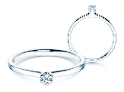 Engagement ring Classic 6 in 14K white gold with diamond 0.05ct H/SI
