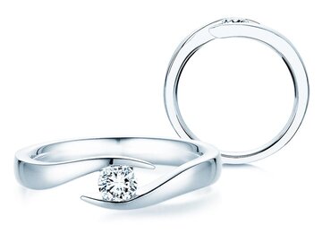 Engagement ring Twist in silver 925/- with diamond 0.15ct G/SI