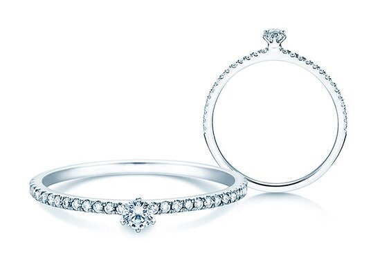 Engagement ring Classic Pavé in 14K white gold with diamonds 0.20ct G/SI