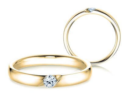 Engagement ring Italic in 14K yellow gold with lab-grown diamond 0.15ct E/VS
