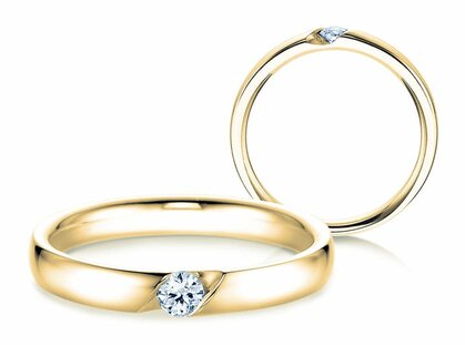 Engagement ring Italic in 18K yellow gold with lab-grown diamond 0.15ct