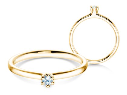 Engagement ring Classic 6 in 14K yellow gold with diamond 0.05ct H/SI