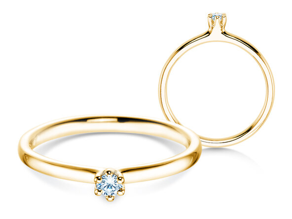 Engagement ring Classic 6 in 14K yellow gold with diamond 0.05ct H/SI