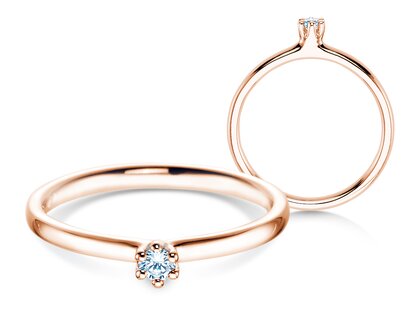 Engagement ring Classic 6 in 14K rosé gold with diamond 0.05ct H/SI