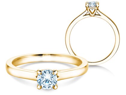 Engagement ring Romance in 9K yellow gold with lab-grown diamond 0.50ct E/VS