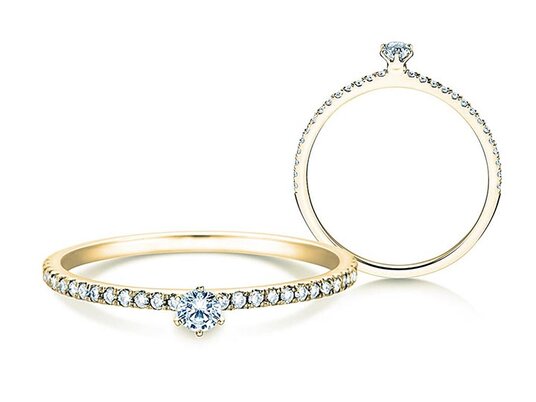 Engagement ring Classic Pavé in 9K white gold with diamonds 0.20ct G/SI