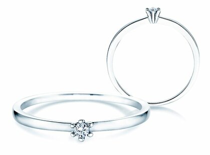 Engagement ring Classic Petite in 14K white gold with diamond 0.13ct