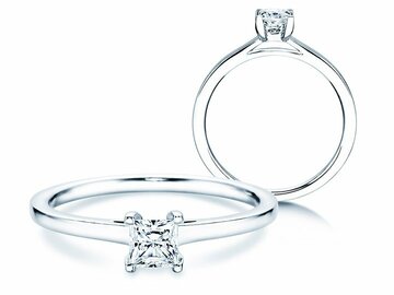Engagement ring Princess in silver 925/- with diamond 0.15ct G/SI