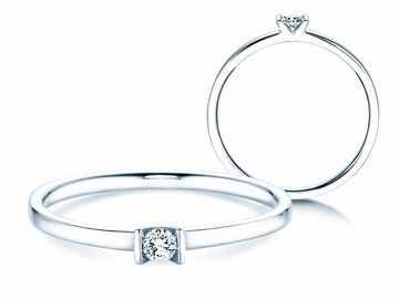 Engagement ring Love in 14K white gold with diamond 0.04ct G/SI