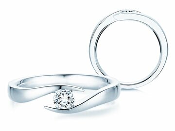 Engagement ring Twist in silver 925/- with diamond 0.03ct G/SI
