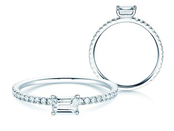 Engagement ring Emerald-Cut in platinum