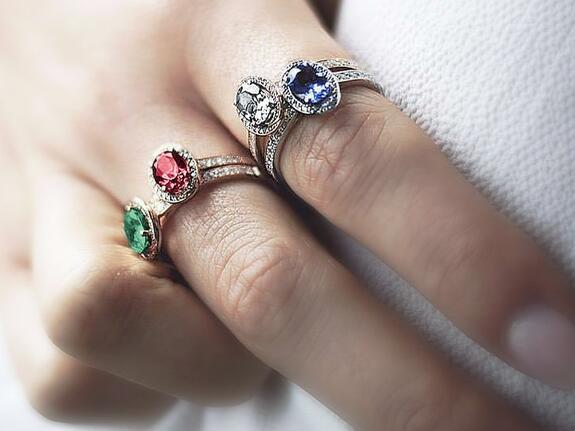 Popular coloured gemstone engagement rings 