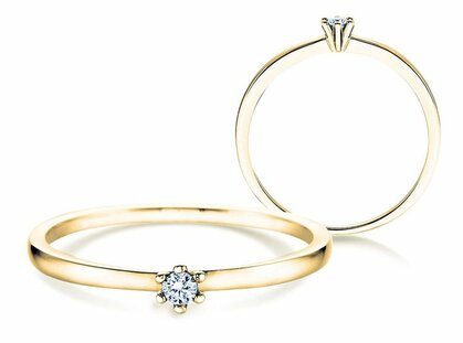 Engagement ring Classic Petite in 14K yellow gold with diamond 0.09ct G/SI