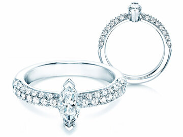 Engagement ring Louis in 18K white gold with diamonds 1.12ct G/SI