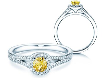 Engagement ring Fancy Yellow Cushion