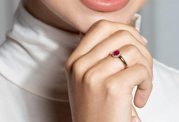 Engagement rings with ruby and diamond