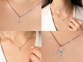 Letter pendant Diamond Letter Petite A in 14K white gold polished