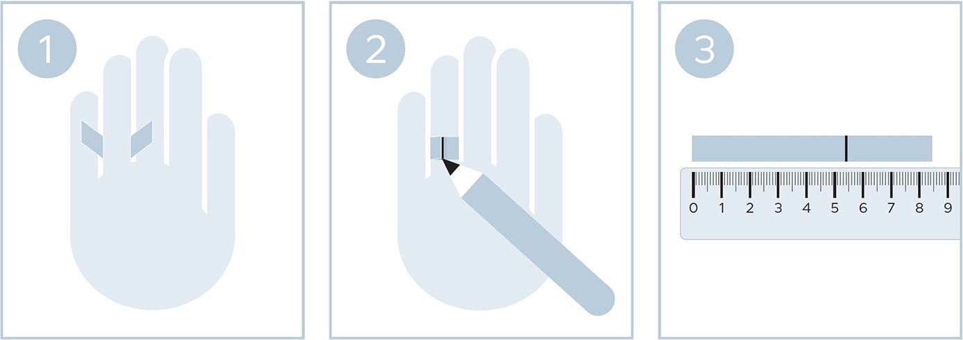 Determine ring size with paper strip and without a ring