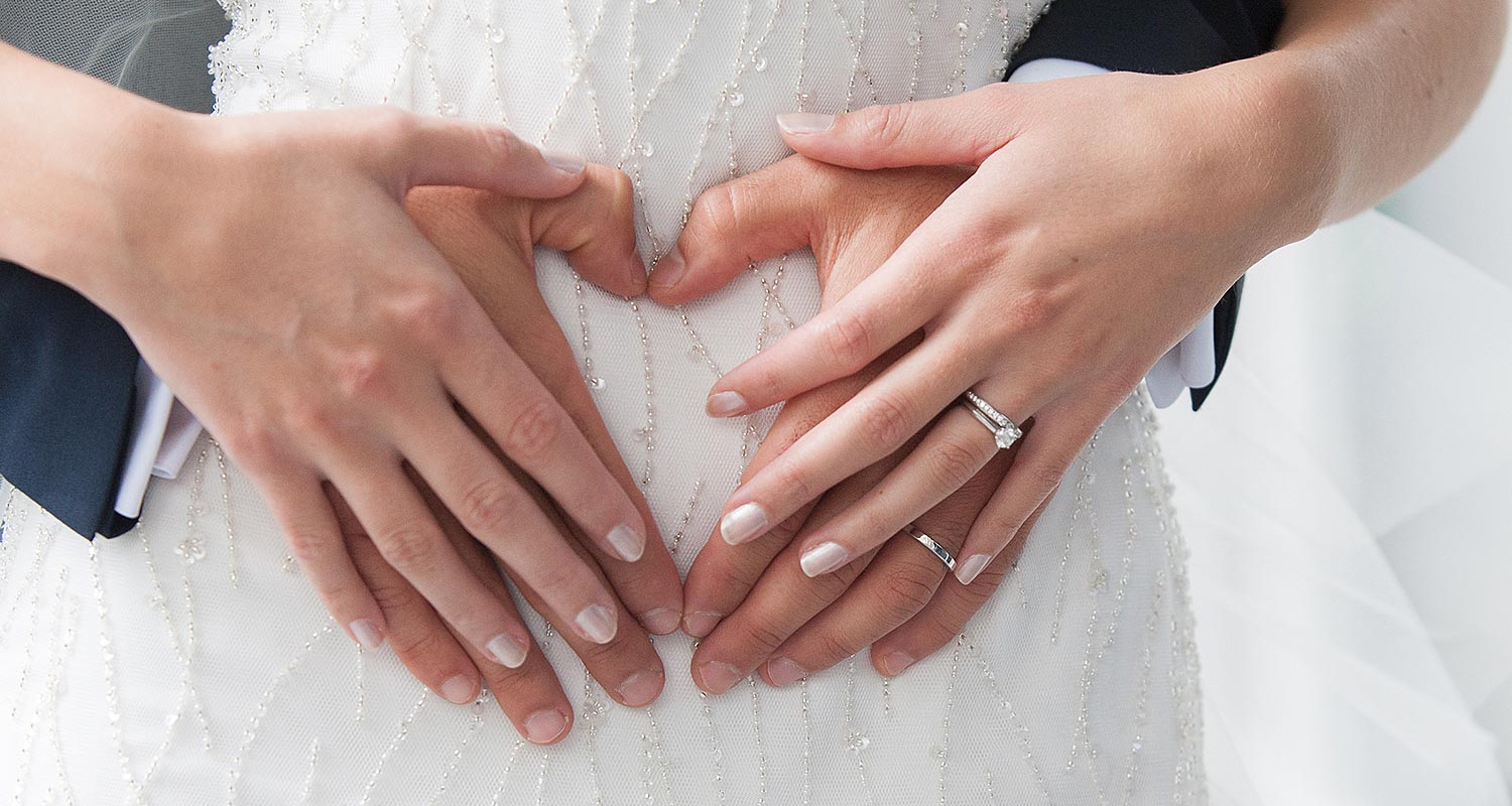 Engagement ring together with the wedding ring