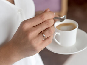 Engagement ring 3 Stones in 14K rosé gold with diamonds 0.40ct G/SI