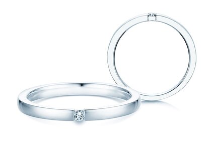 Engagement ring Infinity in silver 925/- with diamond 0.15ct G/SI