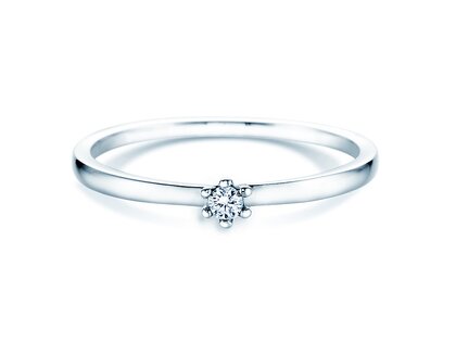 Engagement ring Classic Petite in 14K white gold with diamond 0.05ct G/SI