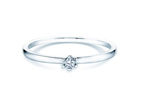 Engagement ring Classic Petite in 14K white gold with diamond 0.05ct G/SI