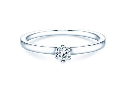 Engagement ring Classic Petite in 14K white gold with diamond 0.13ct G/SI
