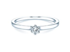 Engagement ring Classic Petite in 14K white gold with diamond 0.13ct G/SI