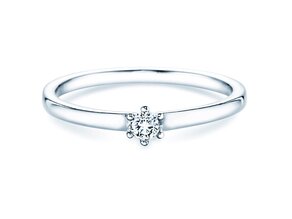 Engagement ring Classic Petite in 14K white gold with diamond 0.09ct G/SI
