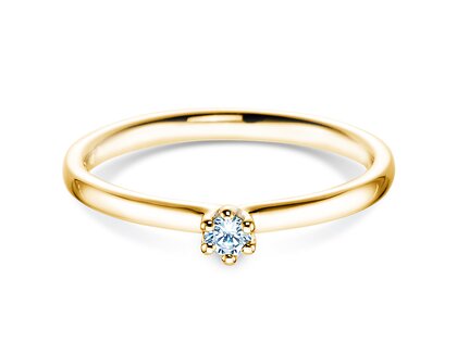 Engagement ring Classic 6 in 14K yellow gold with diamond 0.05ct H/SI