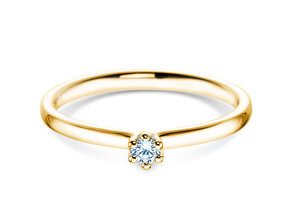 Engagement ring Classic 6 in 14K yellow gold with diamond 0.05ct H/SI