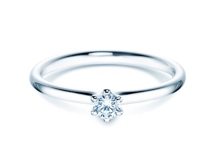 Engagement ring Classic 6 in 9K white gold with diamond 0.15ct H/SI