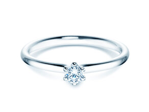 Engagement ring Classic 6 in 9K white gold with diamond 0.15ct H/SI