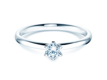 Engagement ring Classic 6 in 14K white gold with diamond 0.25ct H/SI