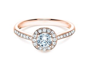 Engagement ring Halo Classic in 18K rosé gold with diamonds 0.78ct G/SI