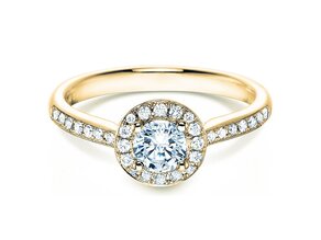 Engagement ring Halo Classic in 18K yellow gold with diamonds 0.78ct G/SI