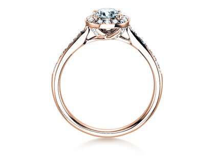 Engagement ring Halo Classic in 18K rosé gold with diamonds 0.78ct G/SI