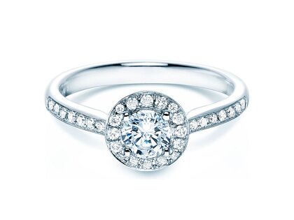 Engagement ring Halo Classic in 18K white gold with diamonds 0.78ct G/SI