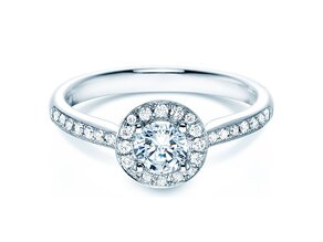 Engagement ring Halo Classic in 18K white gold with diamonds 0.78ct G/SI