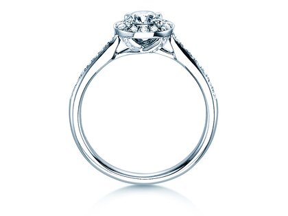 Engagement ring Halo Classic in 18K white gold with diamonds 0.78ct G/SI