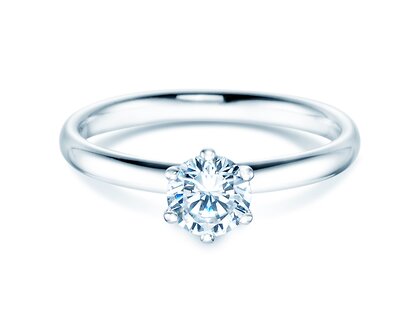 Engagement ring Classic 6 in 18K white gold with diamond 0.60ct H/SI