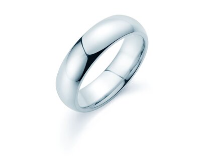 Anillo para hombre Classic 6mm en 14K oro blanco pulido