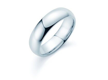 Anillo para hombre Classic 6mm en 14K oro blanco pulido