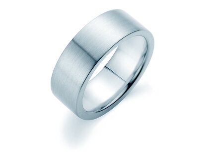 Ring for men Modern 8mm in 9K white gold matt