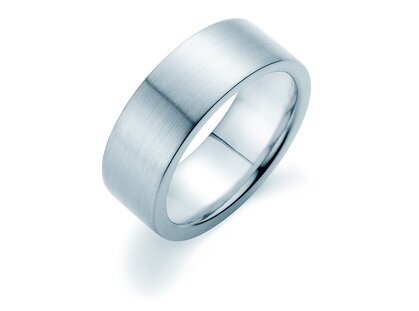 Ring for men Modern 8mm in 9K white gold matt